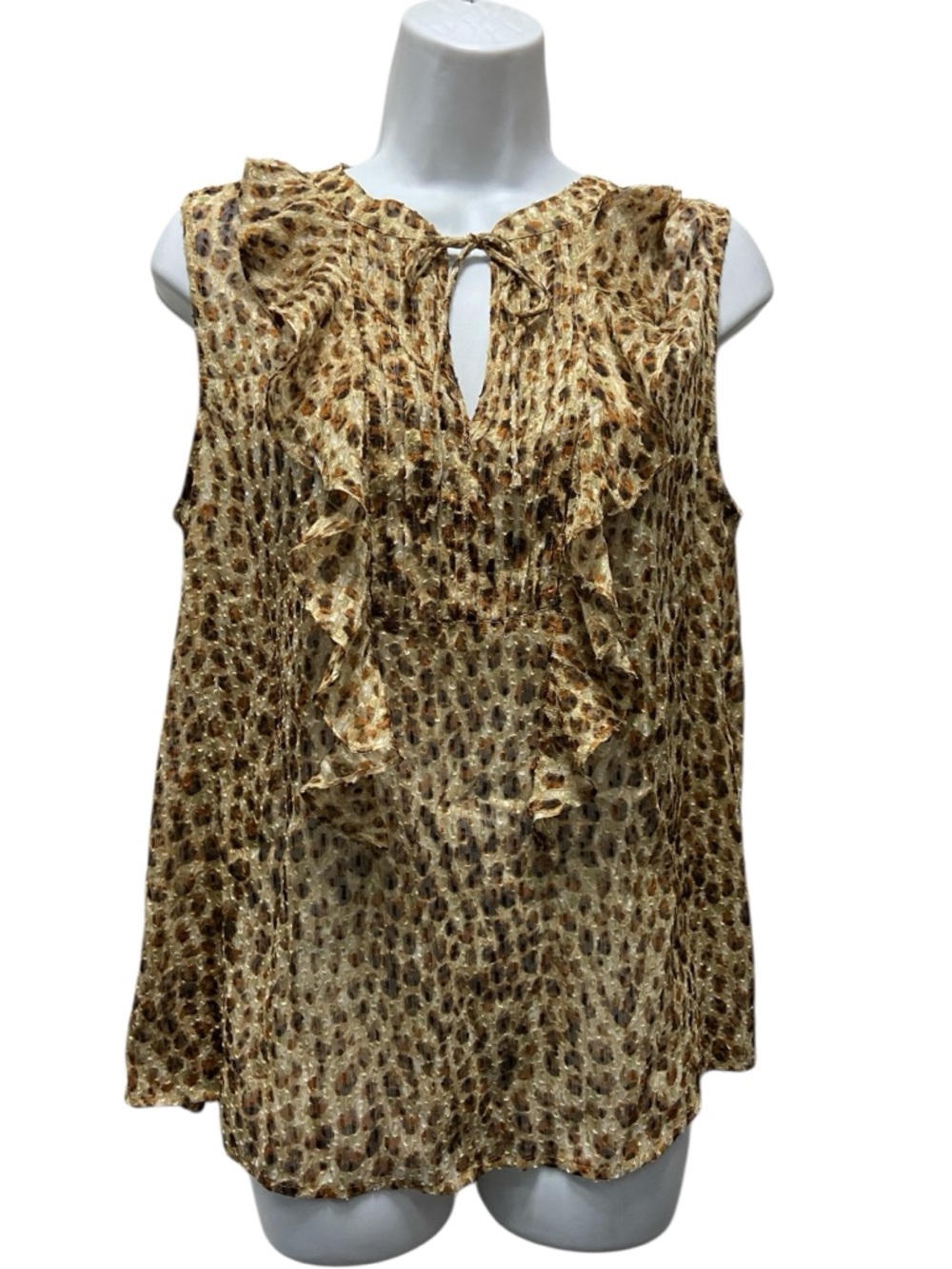 LOFT Sheer Cheetah Print Textured Sheer Sleeveless Top Blouse - Women’s Medium